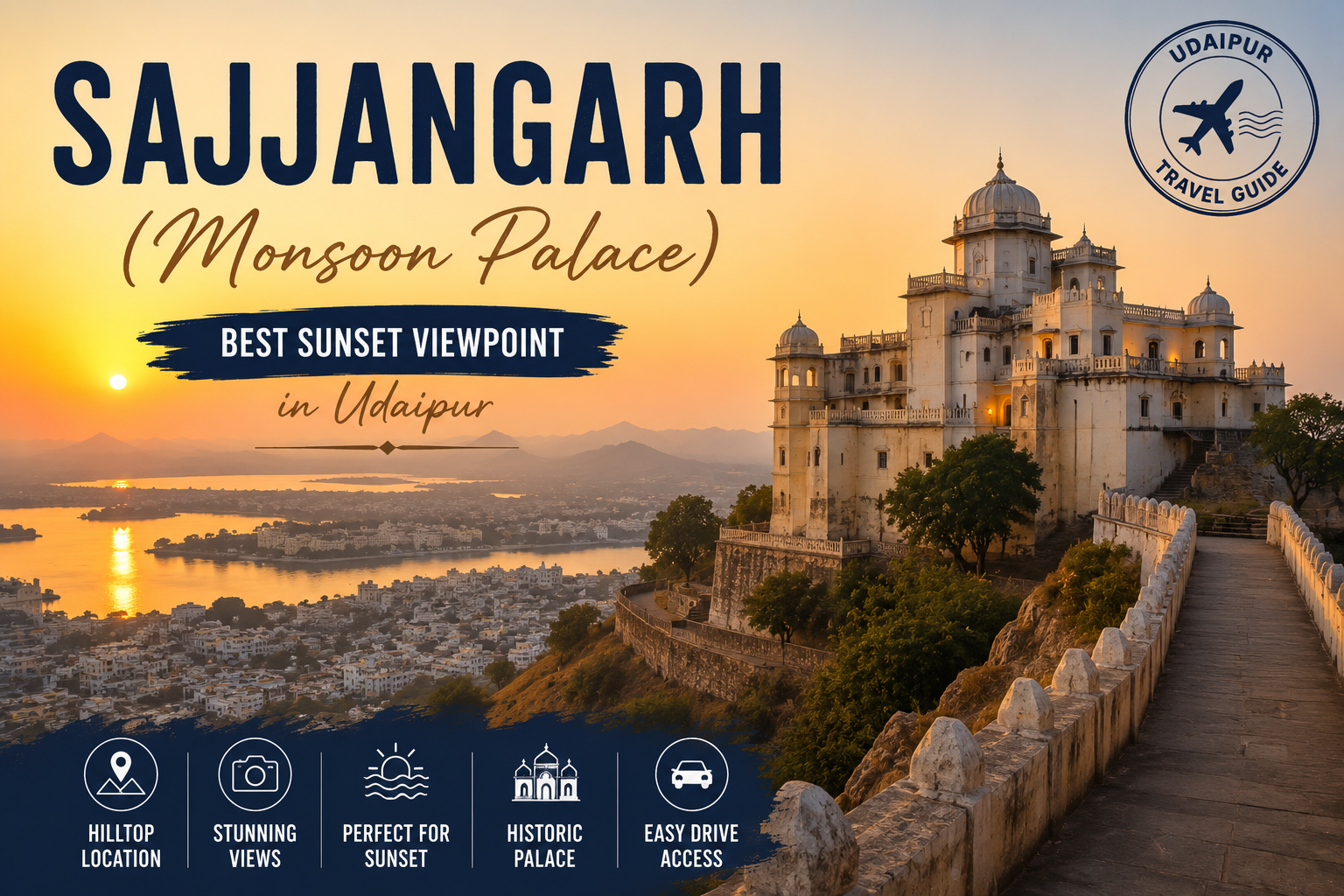 Udaipur travel guide - sunset view from Monsoon Palace
